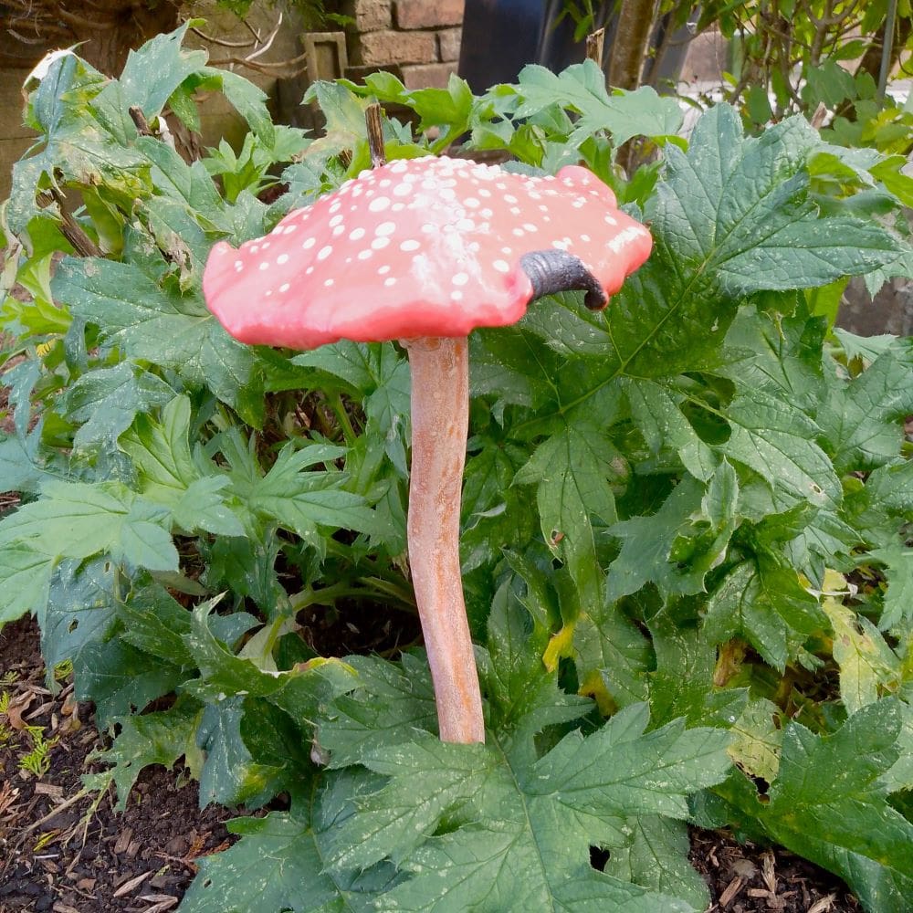 Red and White Spotty Ceramic Mushroom