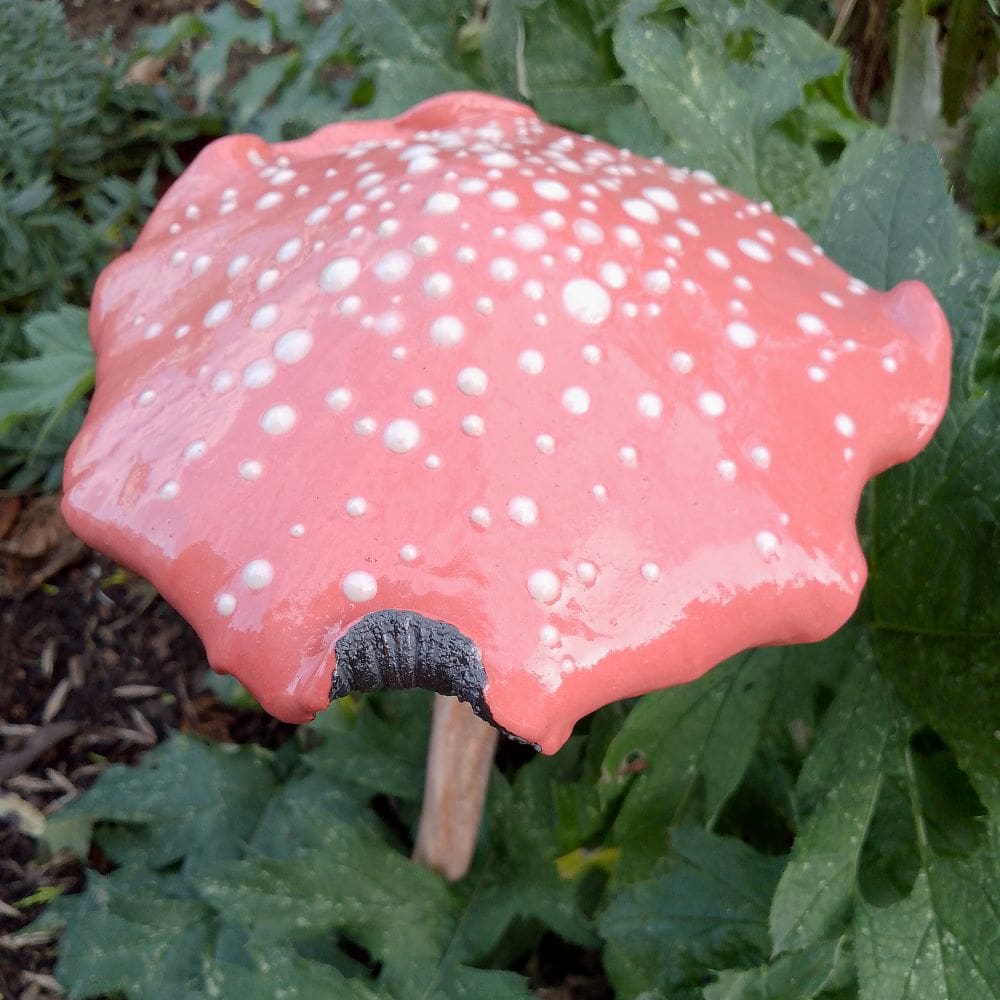 Red and White Spotty Ceramic Mushroom