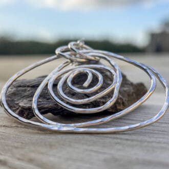 Rose pendant sterling silver hammered