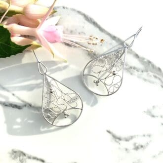 Silver filigree earrings handmade gift for Christmas