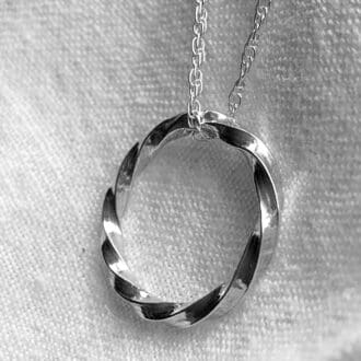 Sterling silver twisted hoop pendant