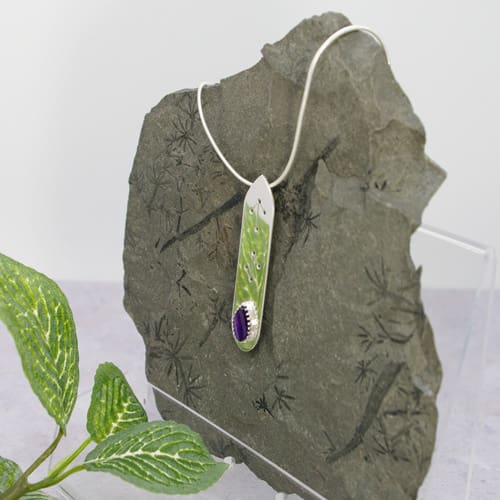 OOAK handmade sterling silver and oval step cut amethyst pendant necklace by Jewellery by Linda