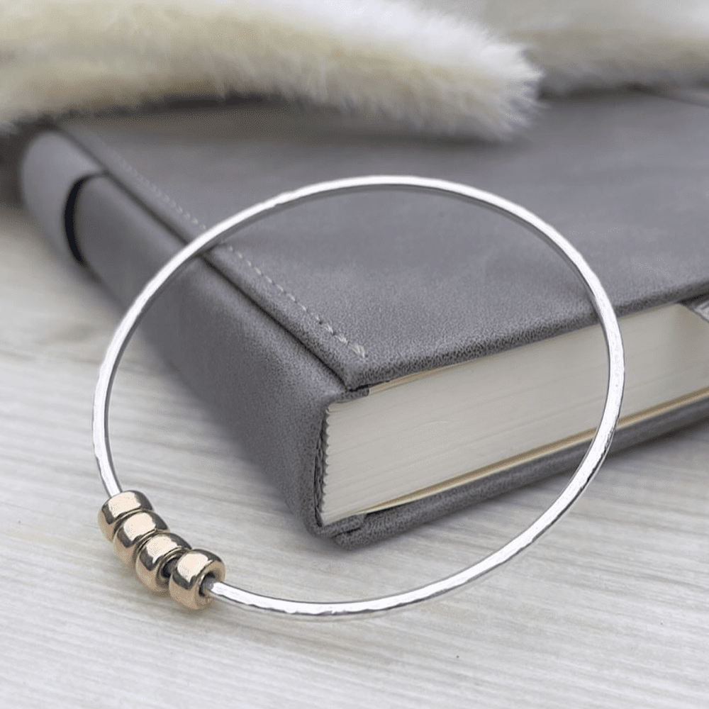 Sterling silver skinny milestone birthday bangle