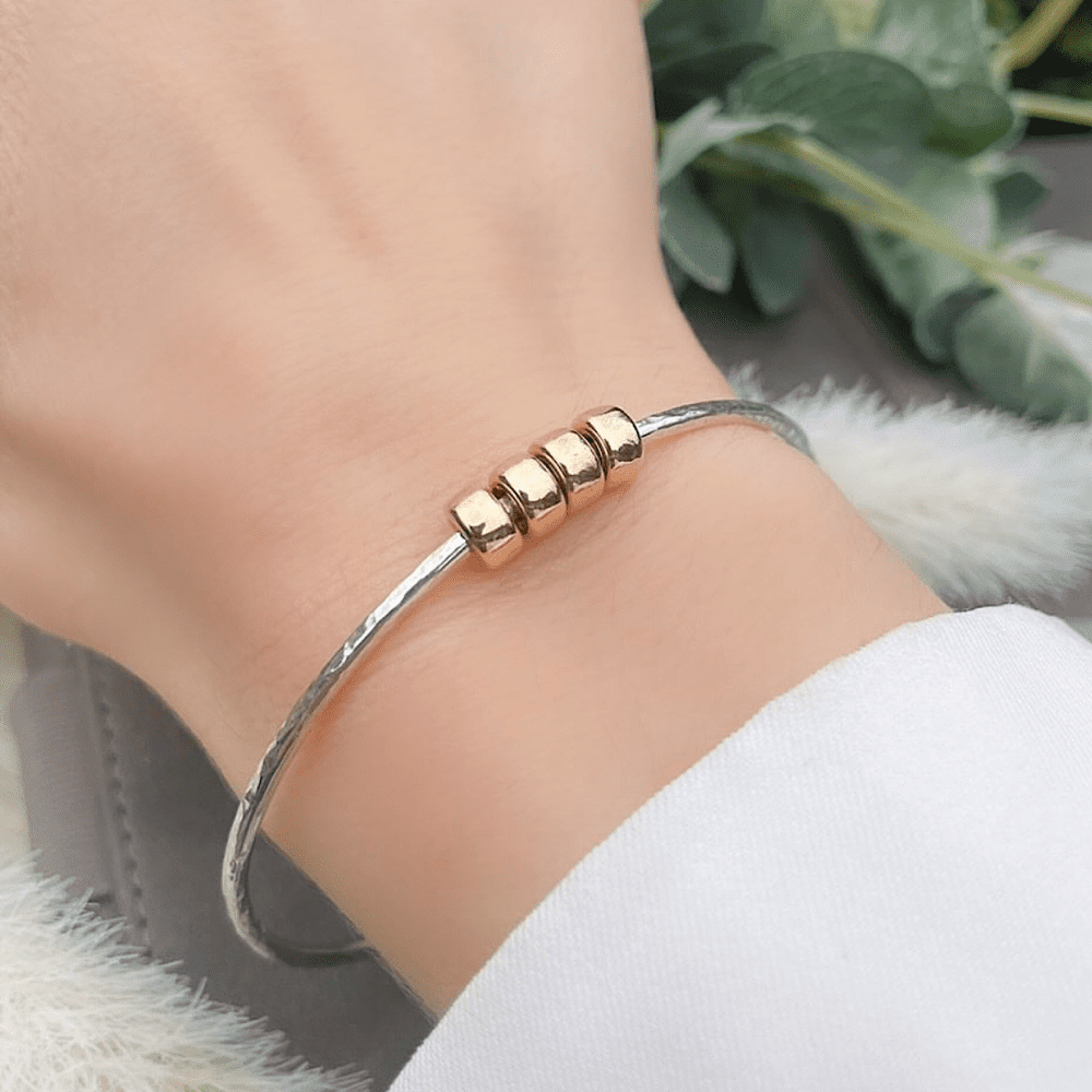 Sterling silver skinny milestone birthday bangle