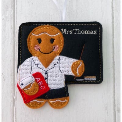 Teacher Gingerbread At Blackboard White Jacket Mrs Thomas