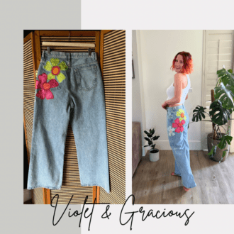 Cherry Blossom Wide Leg Jeans