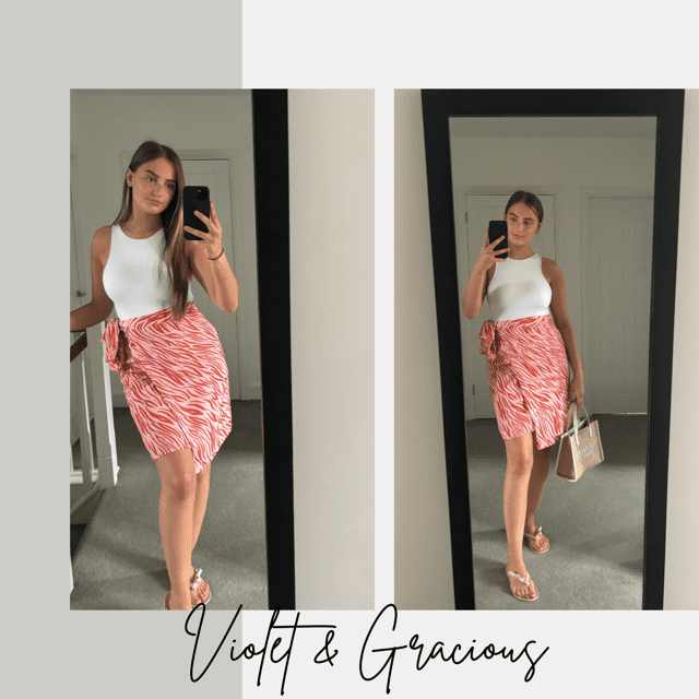 Pink Animal Print Wrap Skirt