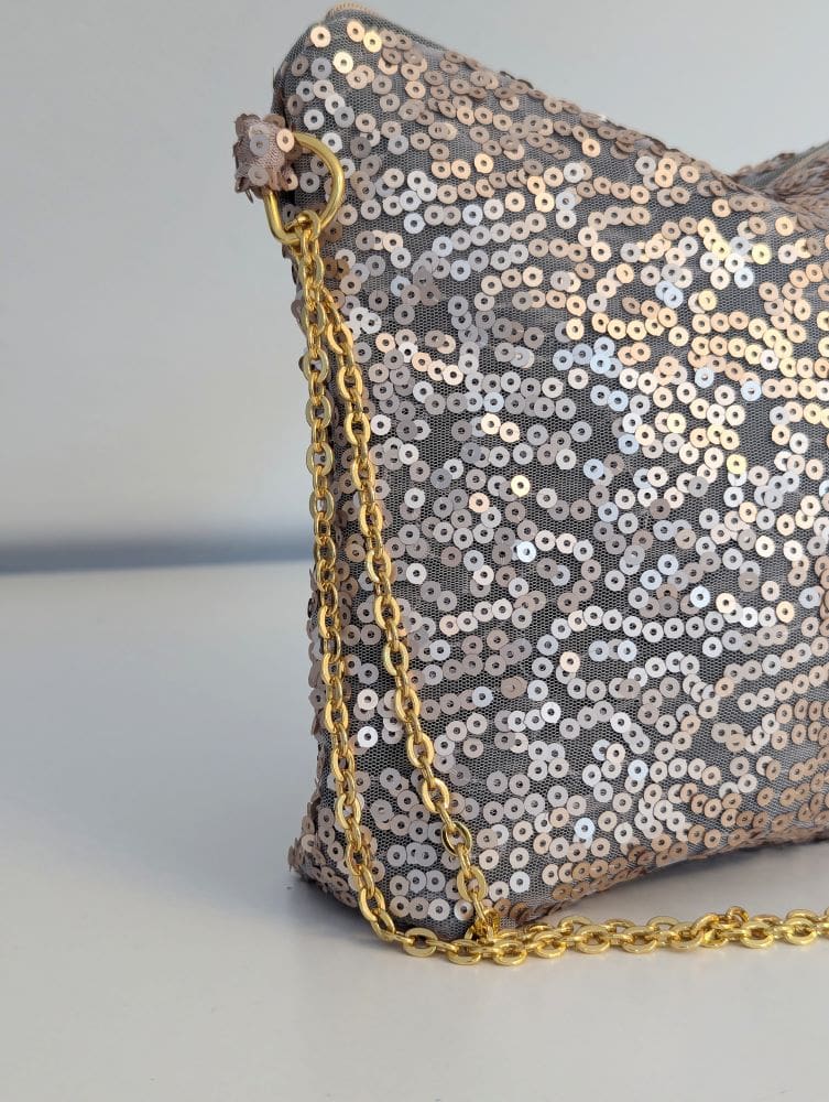 Gold sequin handbag