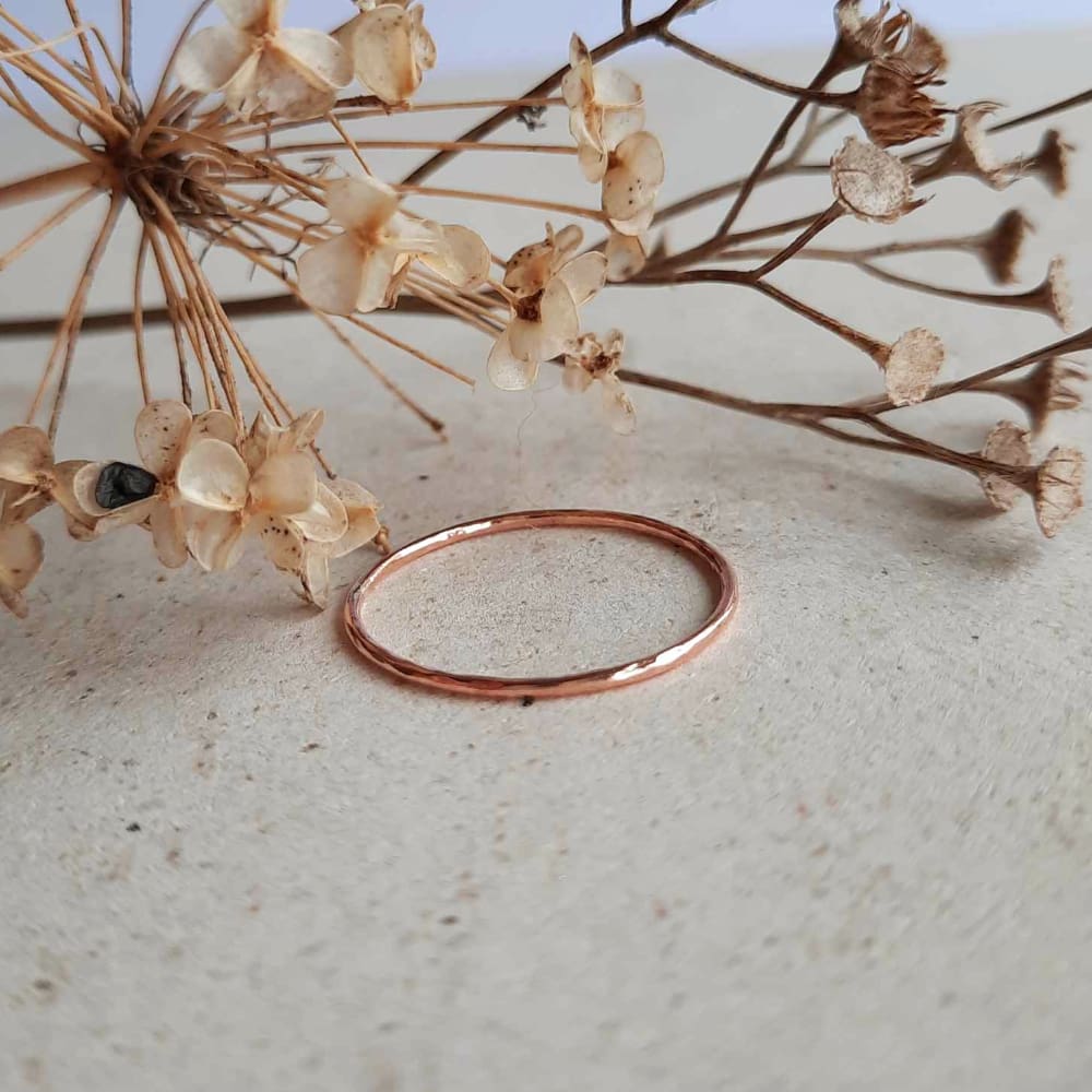 Thin copper stackable ring, artisan made by The Tiny Tree Frog Jewellery