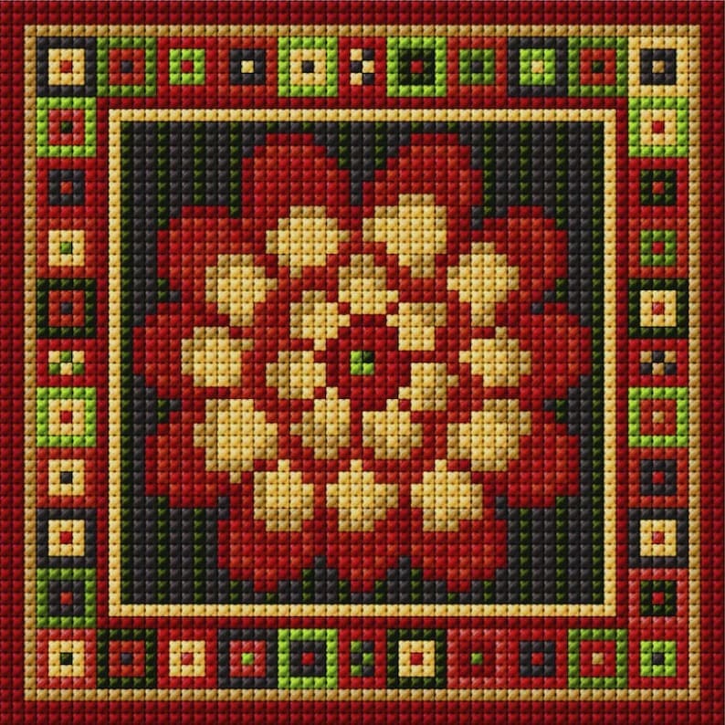 Dramatic autumn marigold tapestry cross-stitch kit. Make a picture, pin-cushion or bag front.