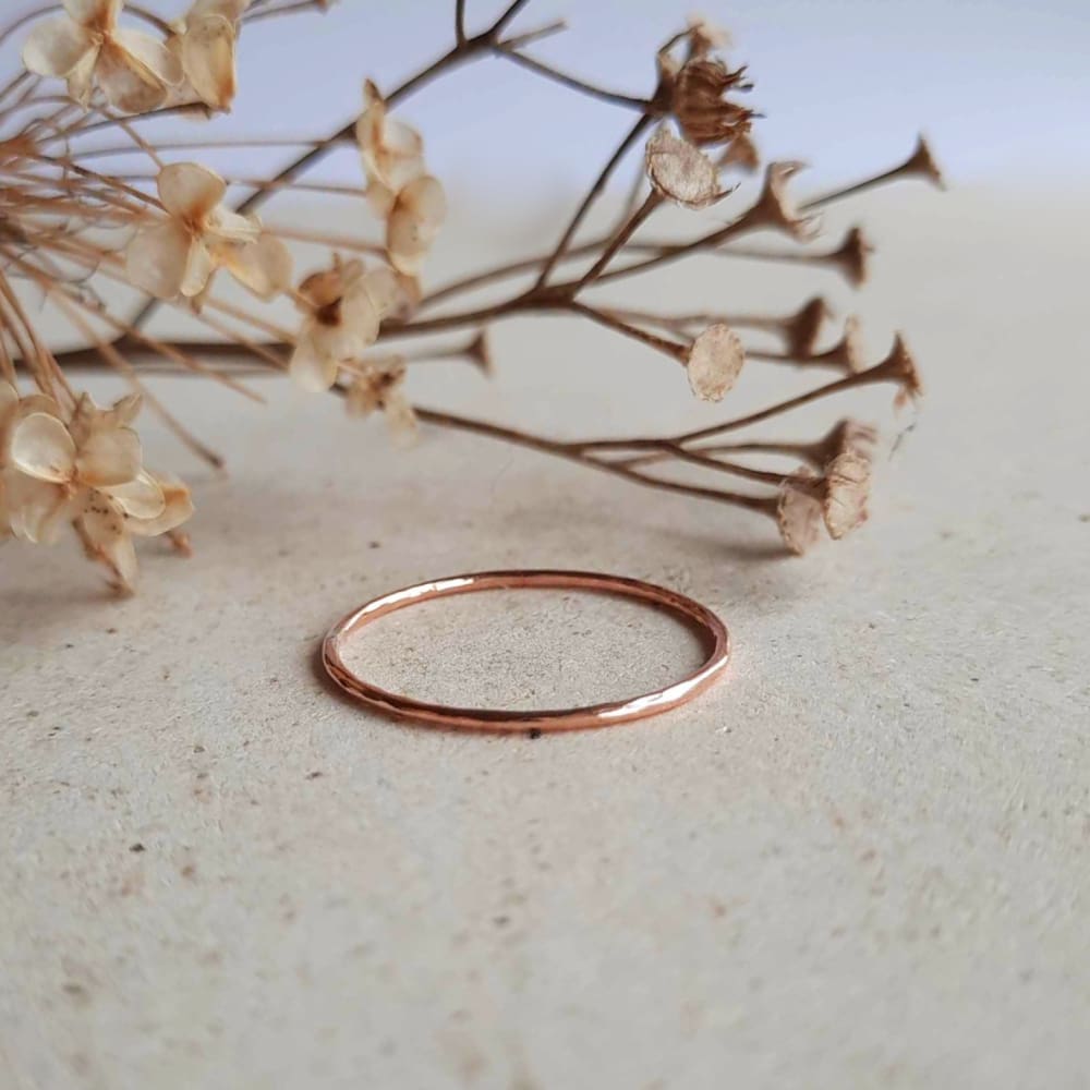 Barely there boho copper stacking ring, handcrafted by The Tiny Tree Frog Jewellery