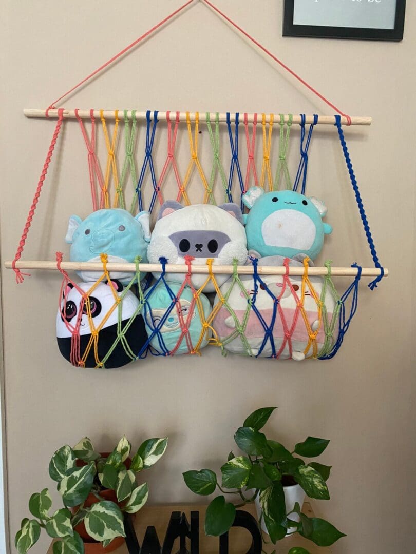 Wall Hanging Macrame soft toy hammock made with recycled cotton