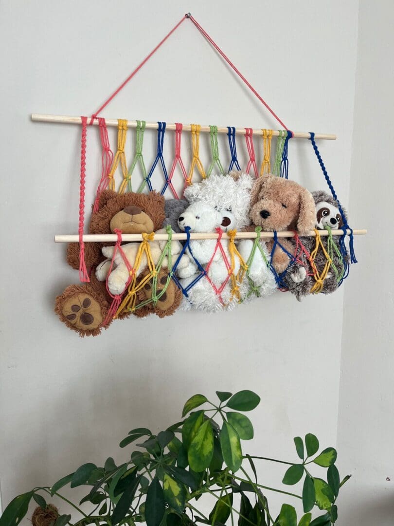 Wall Hanging Macrame soft toy hammock made with recycled cotton