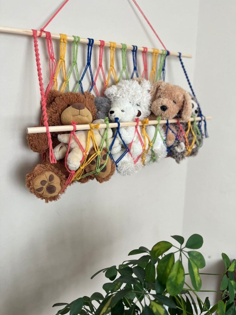 Wall Hanging Macrame soft toy hammock made with recycled cotton