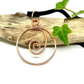 copper spiral circle pendant