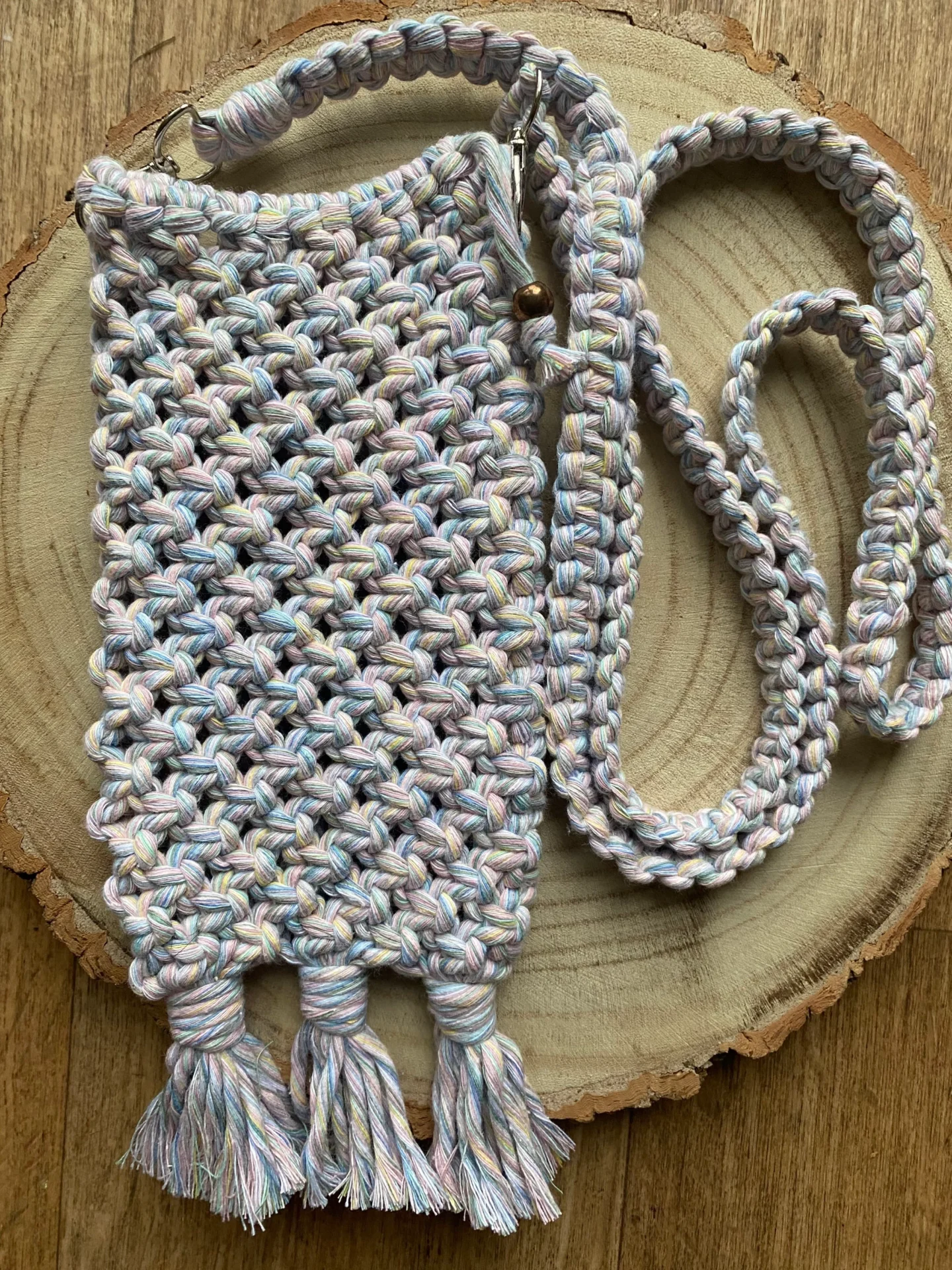 Crossbody macrame phone holder bag