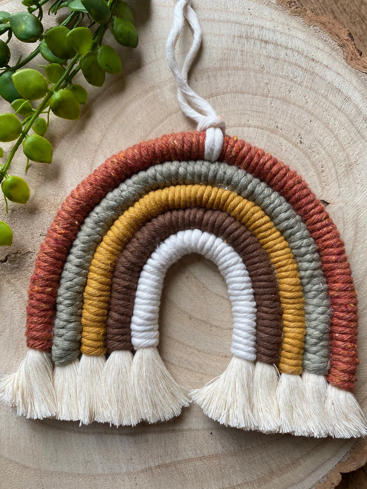 Macrame rainbow made with recycled cotton