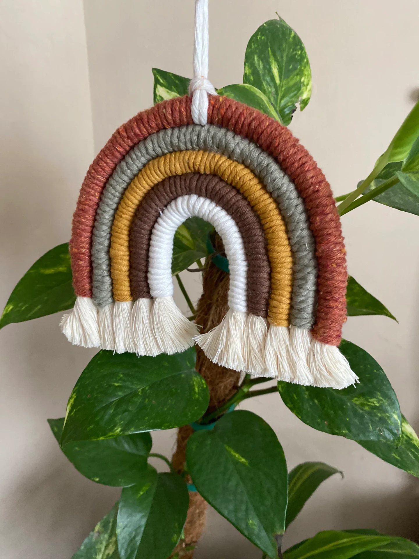 Macrame rainbow made with recycled cotton