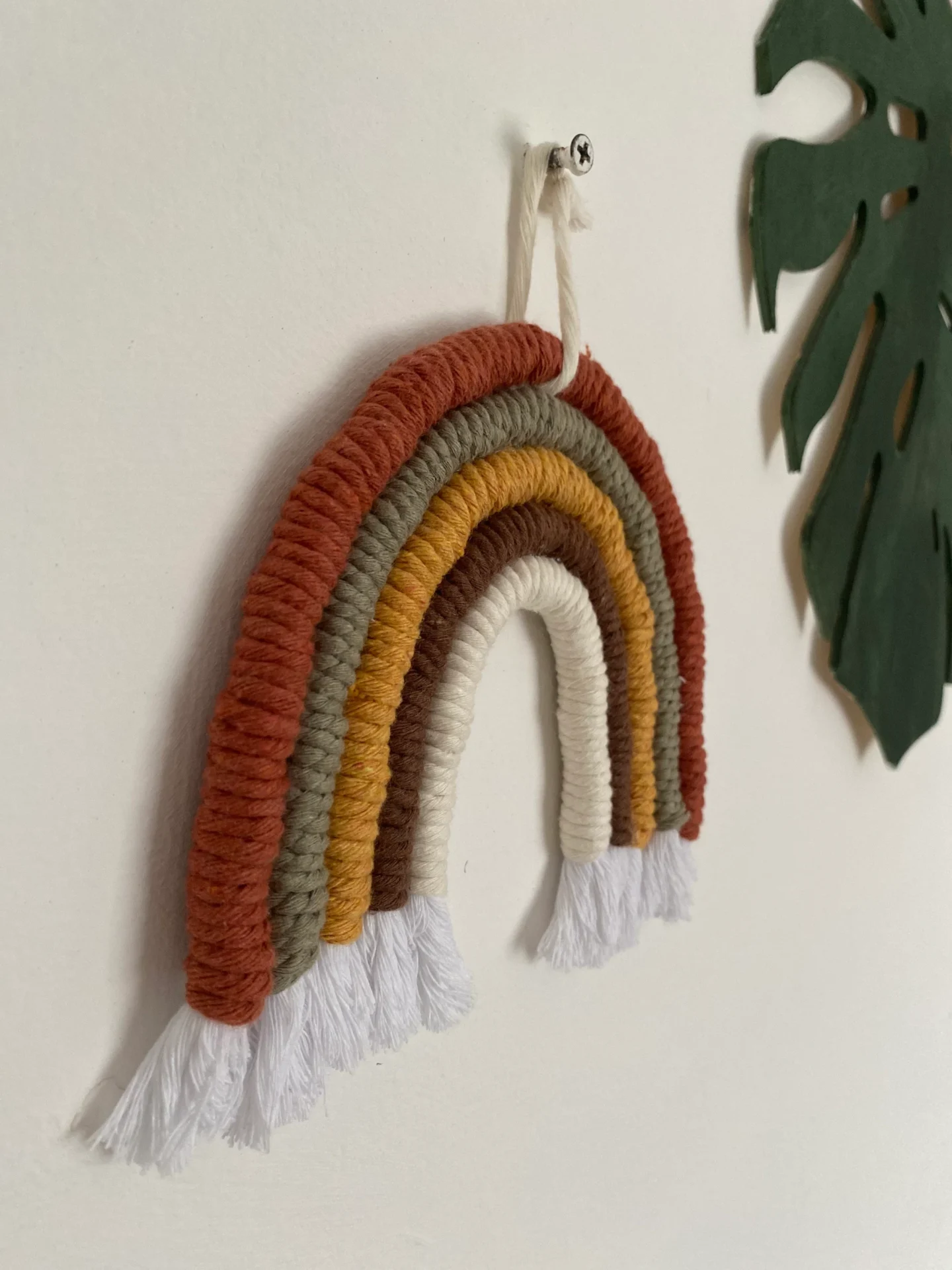 Macrame rainbow made with recycled cotton