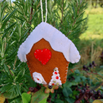 a handmade felt gingerbread house