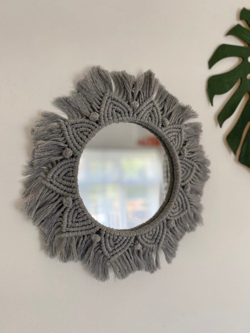 Macrame Mandala Wall Hanging Round Mirror made with recycled cotton