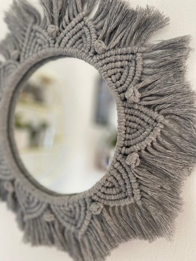 Macrame Mandala Wall Hanging Round Mirror made with recycled cotton