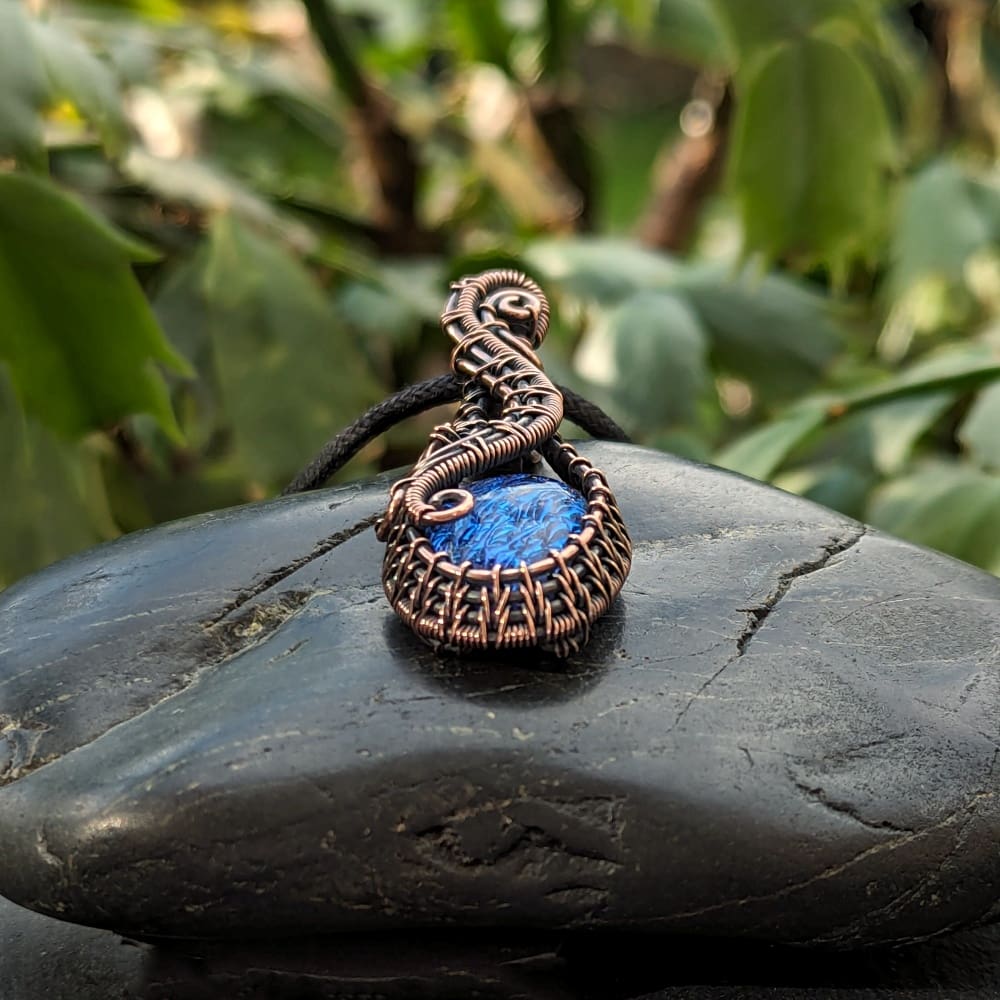 handmade copper wire weave pendant necklace