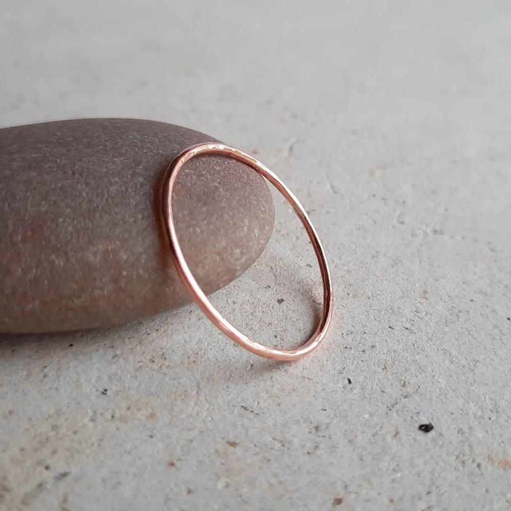 Ultra thin band hammered copper stacking ring, handmade by The Tiny Tree Frog Jewellery