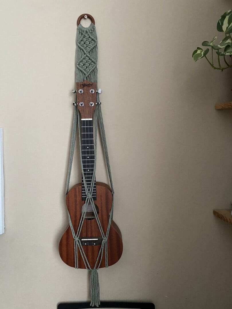 Sage green ukulele wall hanger