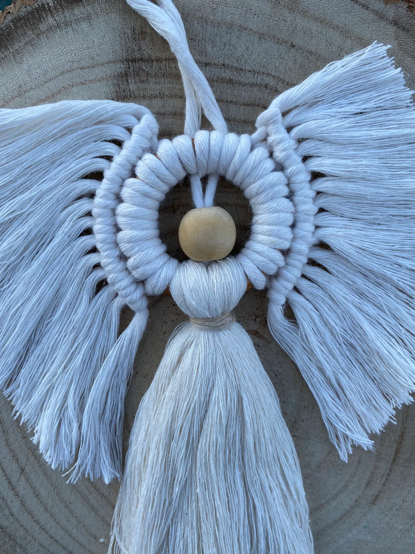 Macrame angel hanging decoration made with recycled cotton