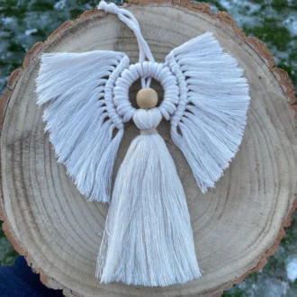 Macrame angel hanging decoration made with recycled cotton