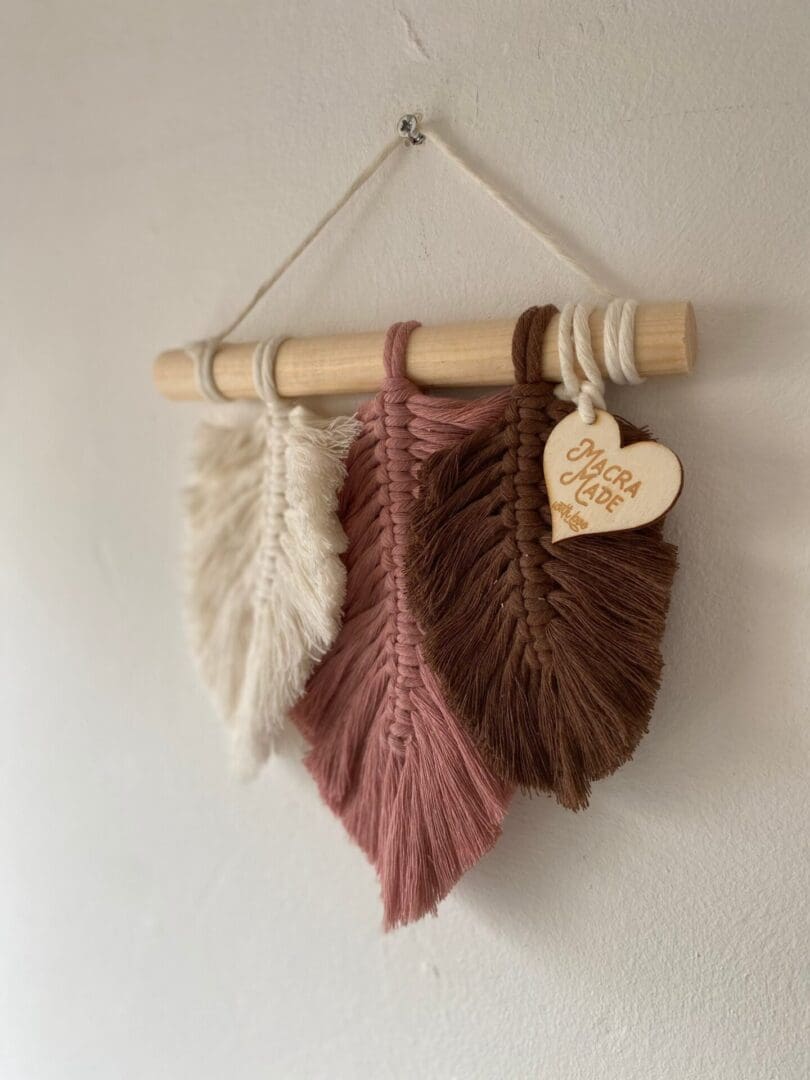 Macrame leaf wall hanging decor made using recycled cotton yarns