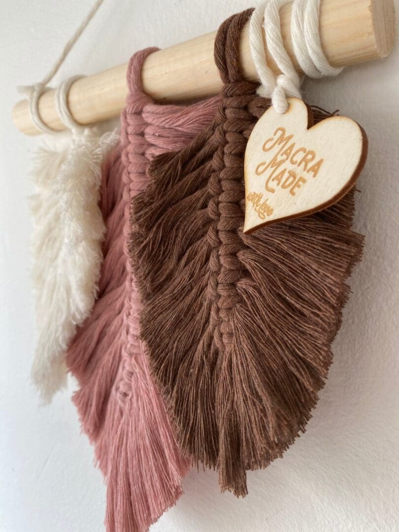 Macrame leaf wall hanging decor made using recycled cotton yarns