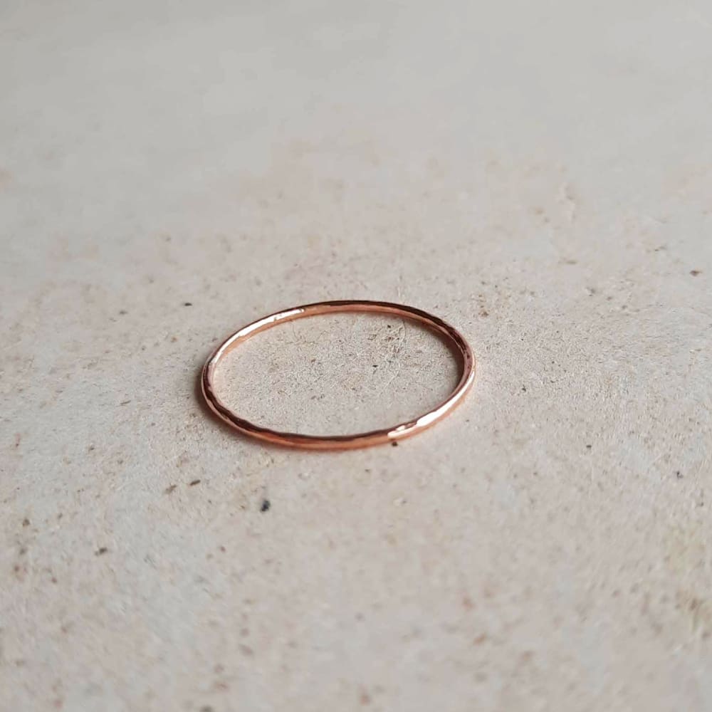 Minimalist style hammered copper ring, hand forged by The Tiny Tree Frog Jewellery