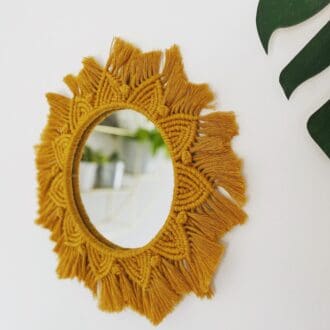 Macrame Mandala Wall Hanging Round Mirror made with recycled cotton