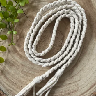 Macrame rope belt made with natural recycled cotton yarn