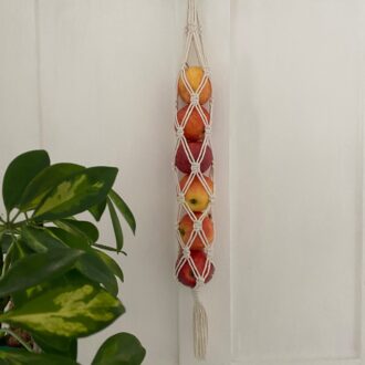 Hanging fruit or vegetable storage, made with recycled cotton