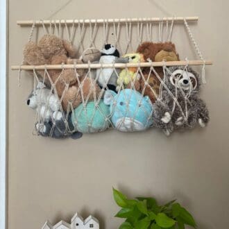 Wall Hanging Macrame soft toy hammock made with recycled cotton