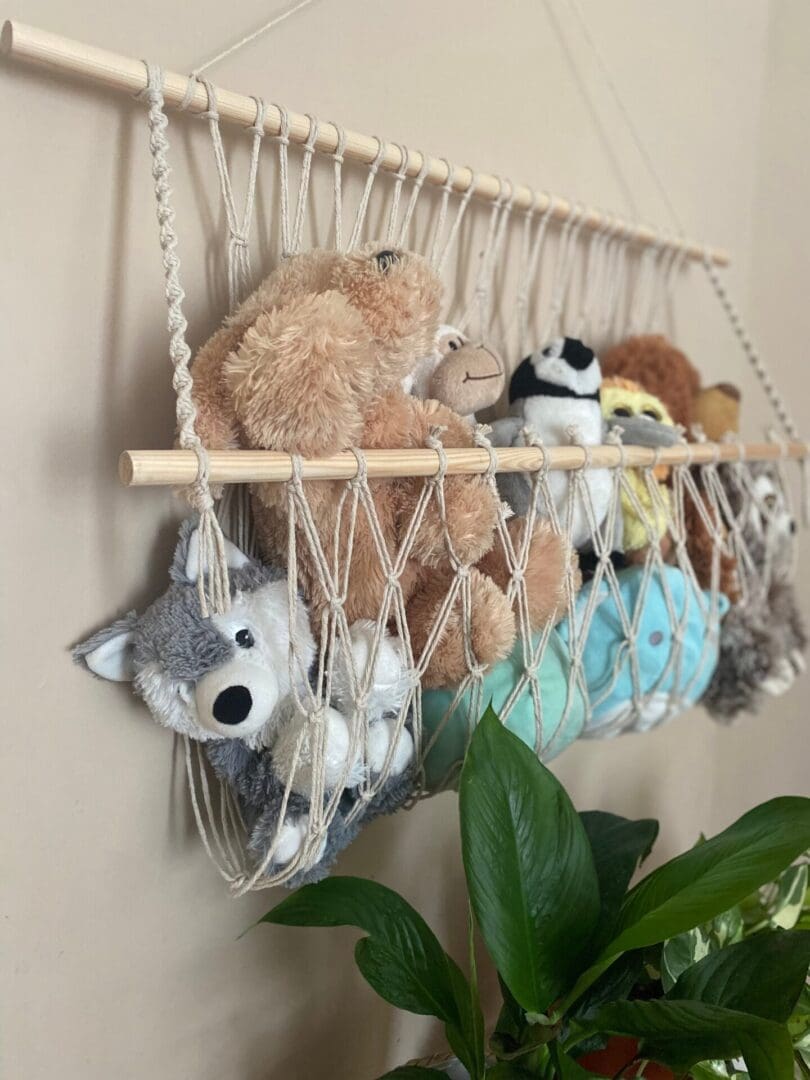 Wall Hanging Macrame soft toy hammock made with recycled cotton