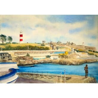 watercolour painting of plymouth hoe devon