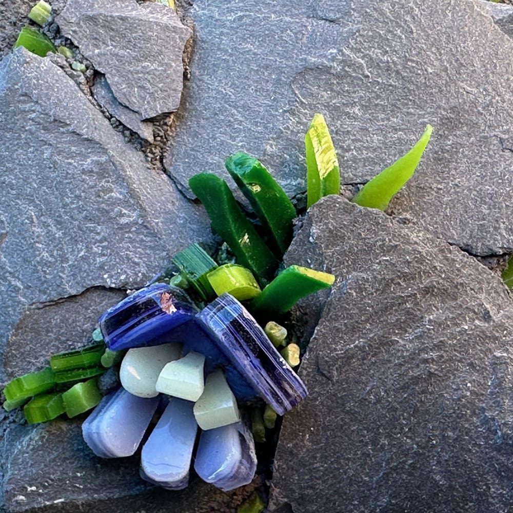 slate and glass flower mosaic