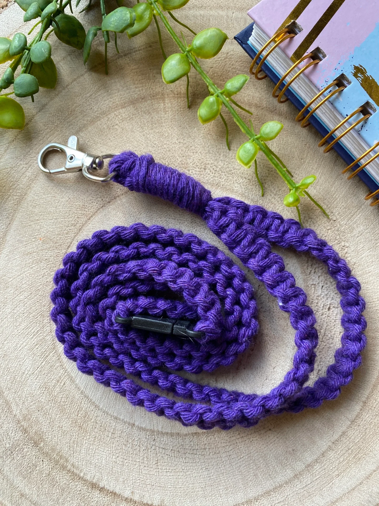 macrame lanyard made with recycled cotton