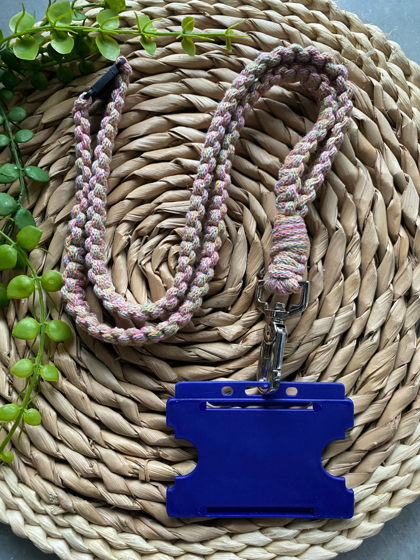 macrame lanyard made with recycled cotton