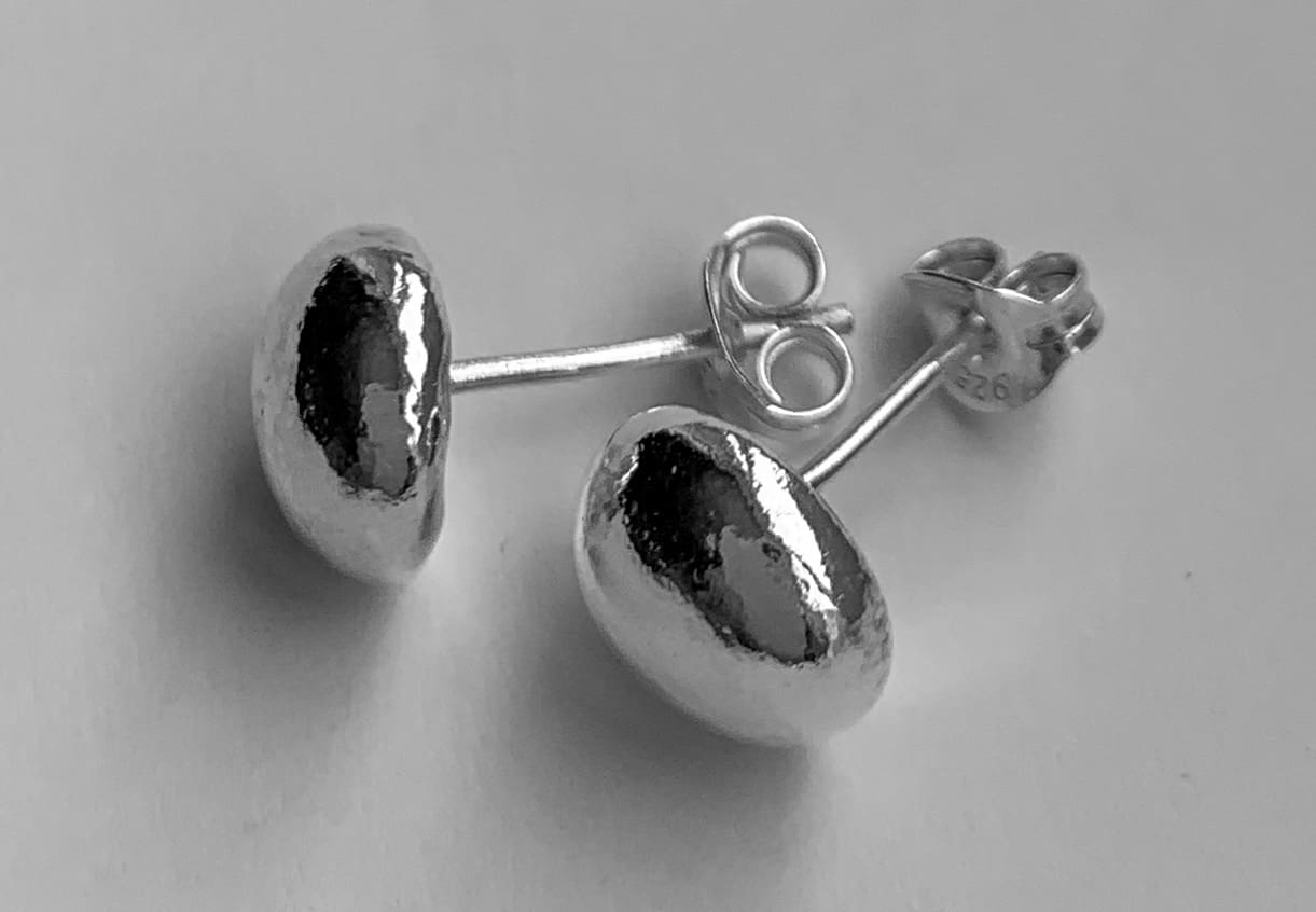 Silver pebble earrings