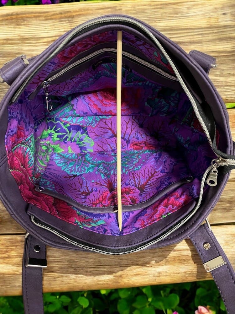 interior cotton lining of grape colour bag