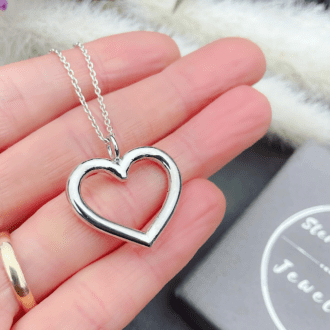 Silver open heart pendant