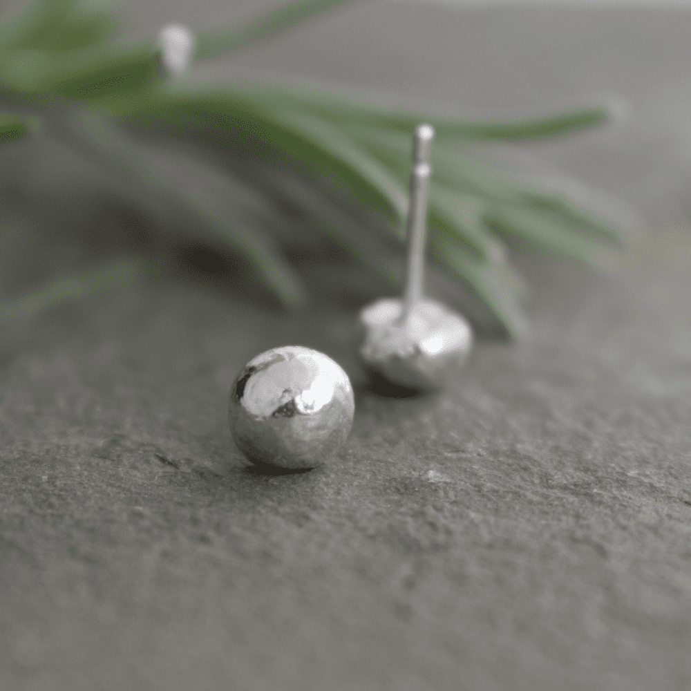 recycled sterling silver nugget stud earrings