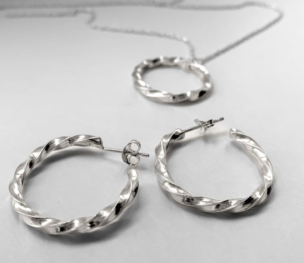 Sterling silver twisted hoop jewellery