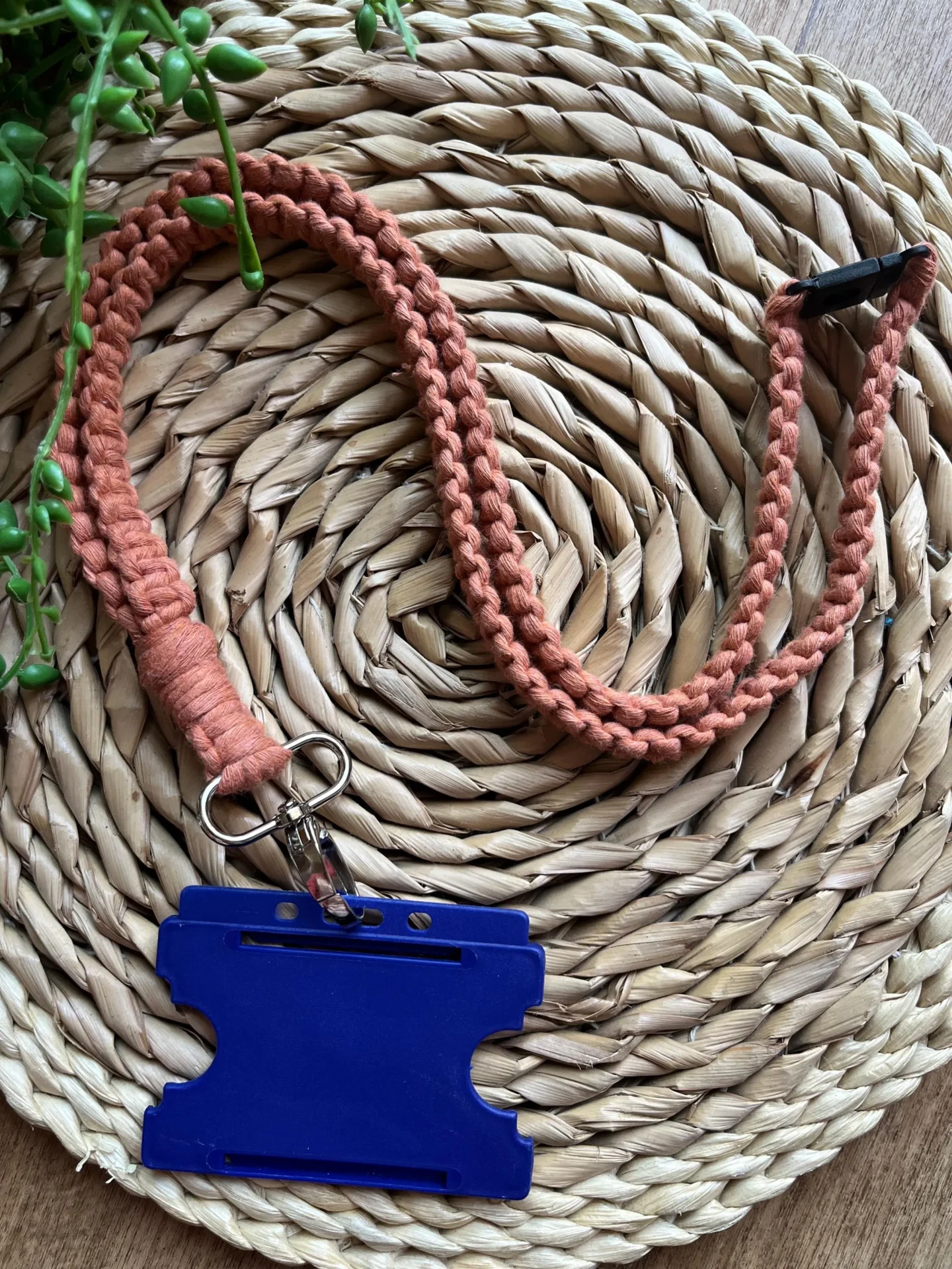 macrame lanyard made with recycled cotton