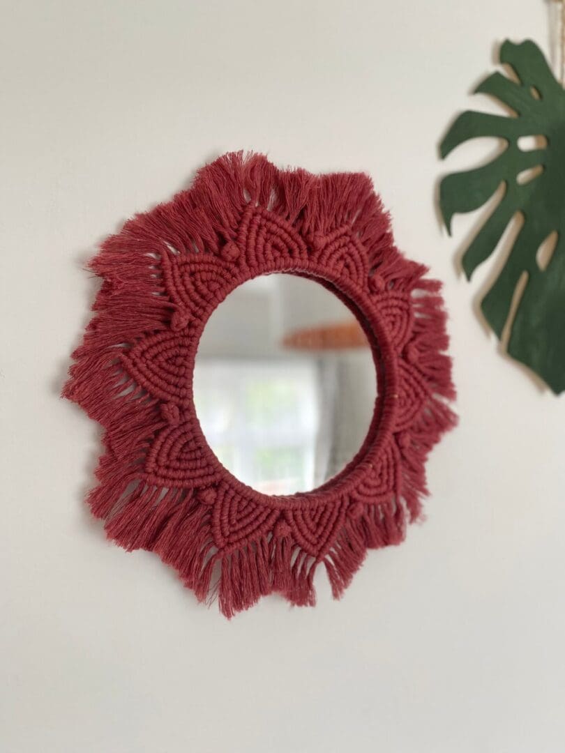 Macrame Mandala Wall Hanging Round Mirror made with recycled cotton